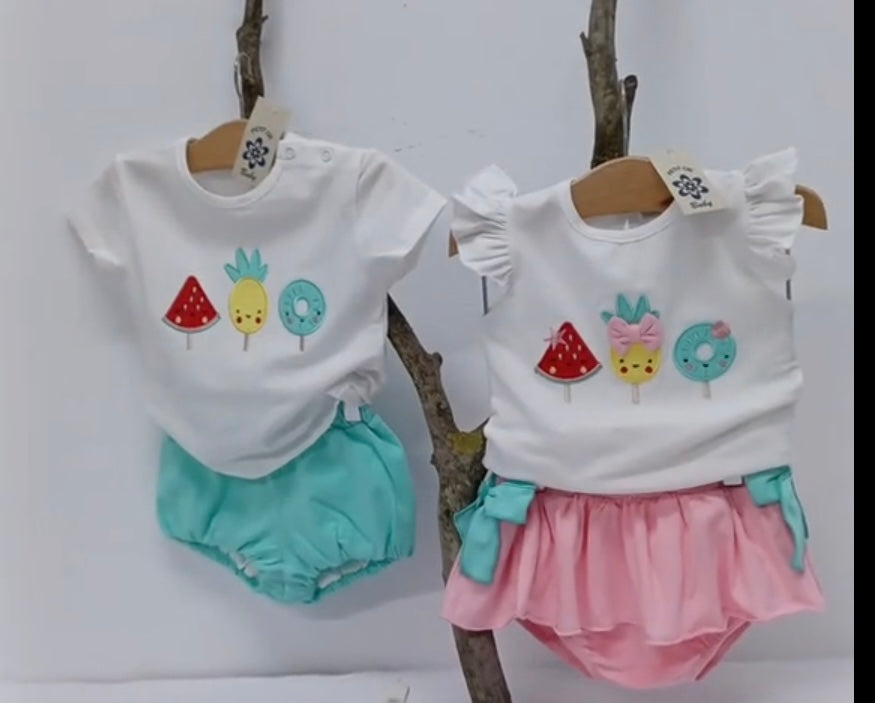 Conjunto sandía y piña de Bebé Niña