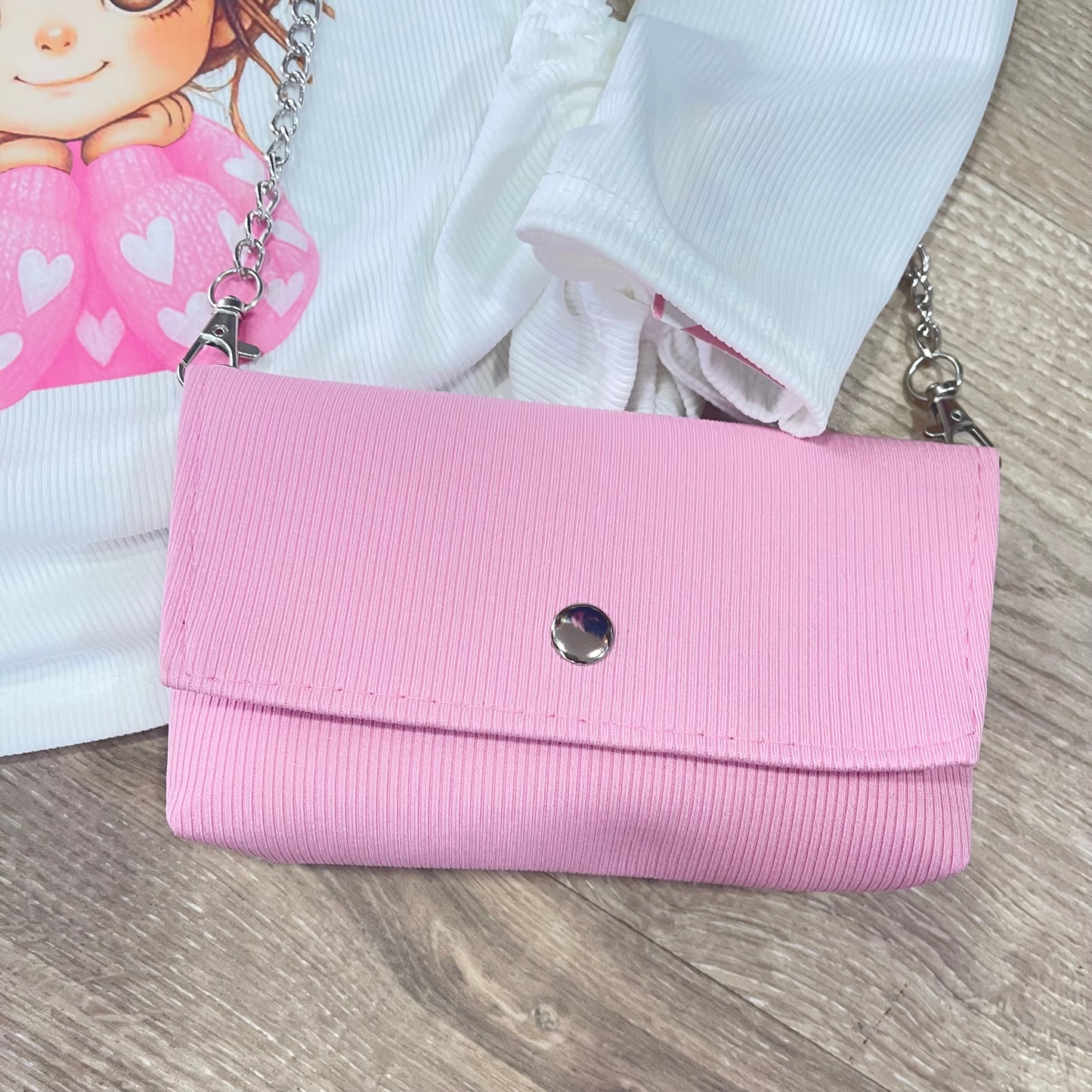Camiseta muñeca corazones con bolso, de niña - Pronta moda