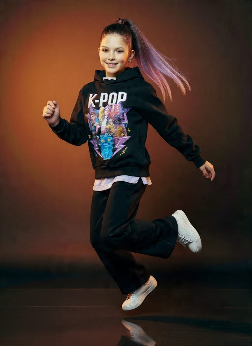 Chandal 3pz de niña negro K- Pop - Pronta Moda