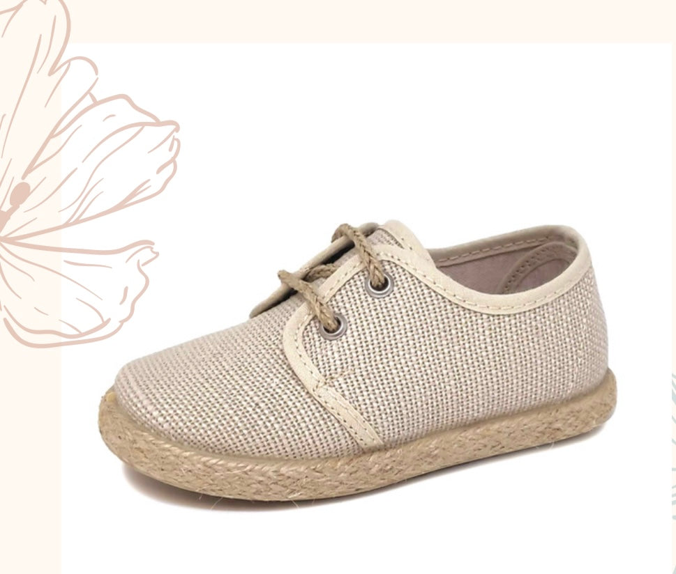 Zapatos niños Bluche cordones lino hielo - Tokolate