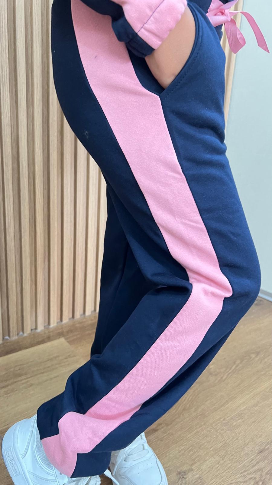 Conjunto niña en azul marino y rosa - Pronta Moda