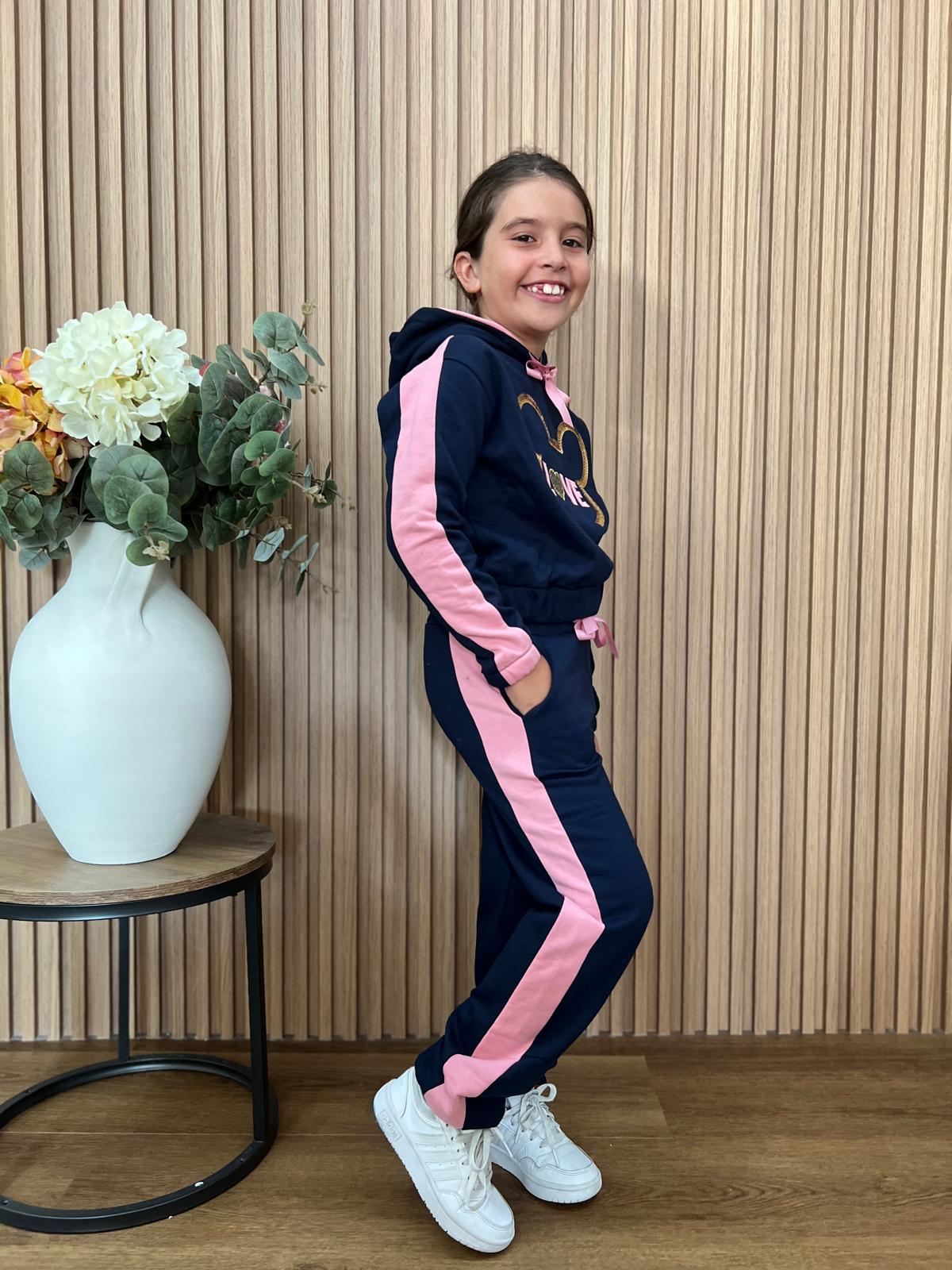 Conjunto niña en azul marino y rosa - Pronta Moda