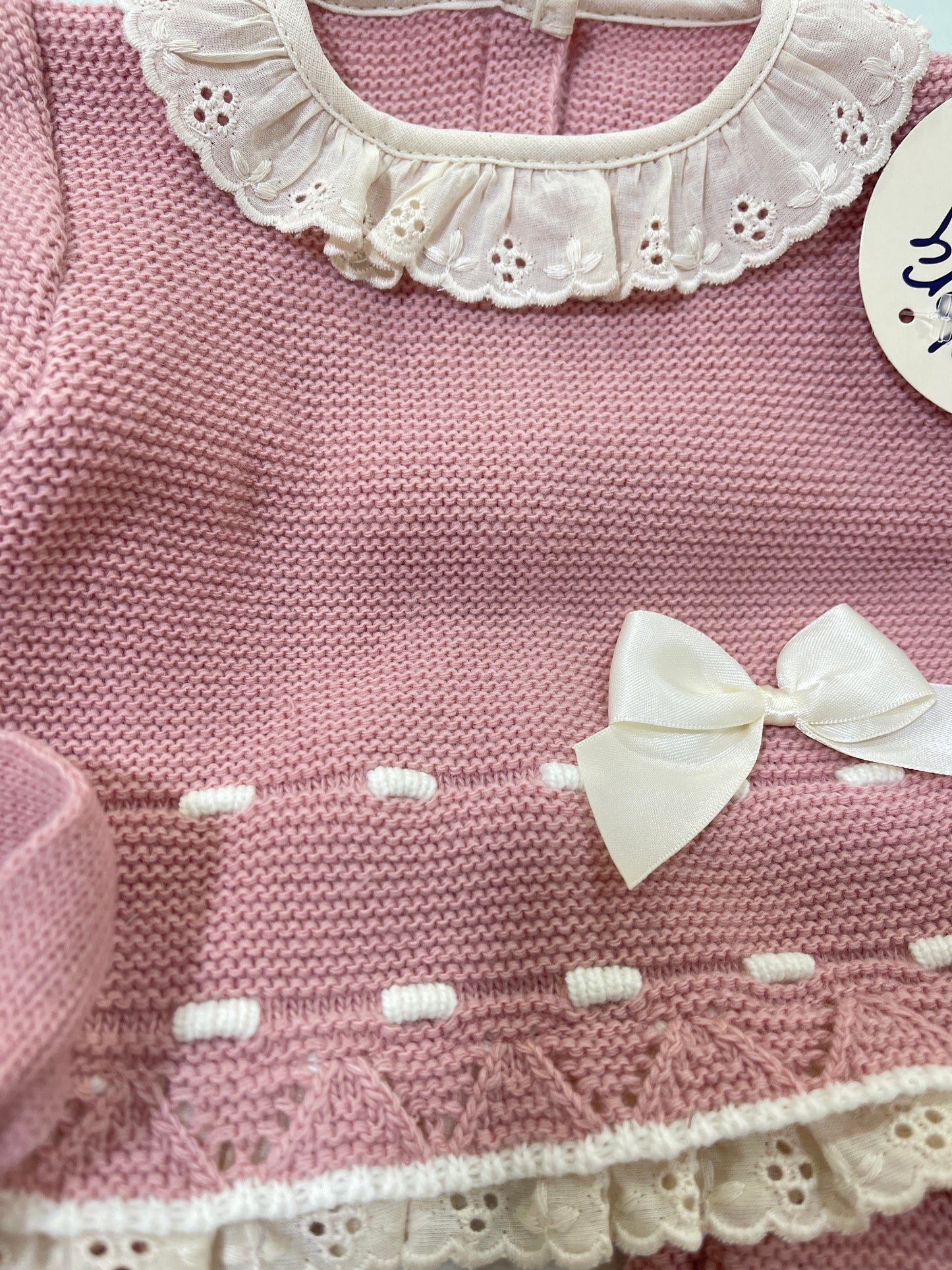 Conjunto de 3 piezas en lana bebé de - Glory en rosa palo