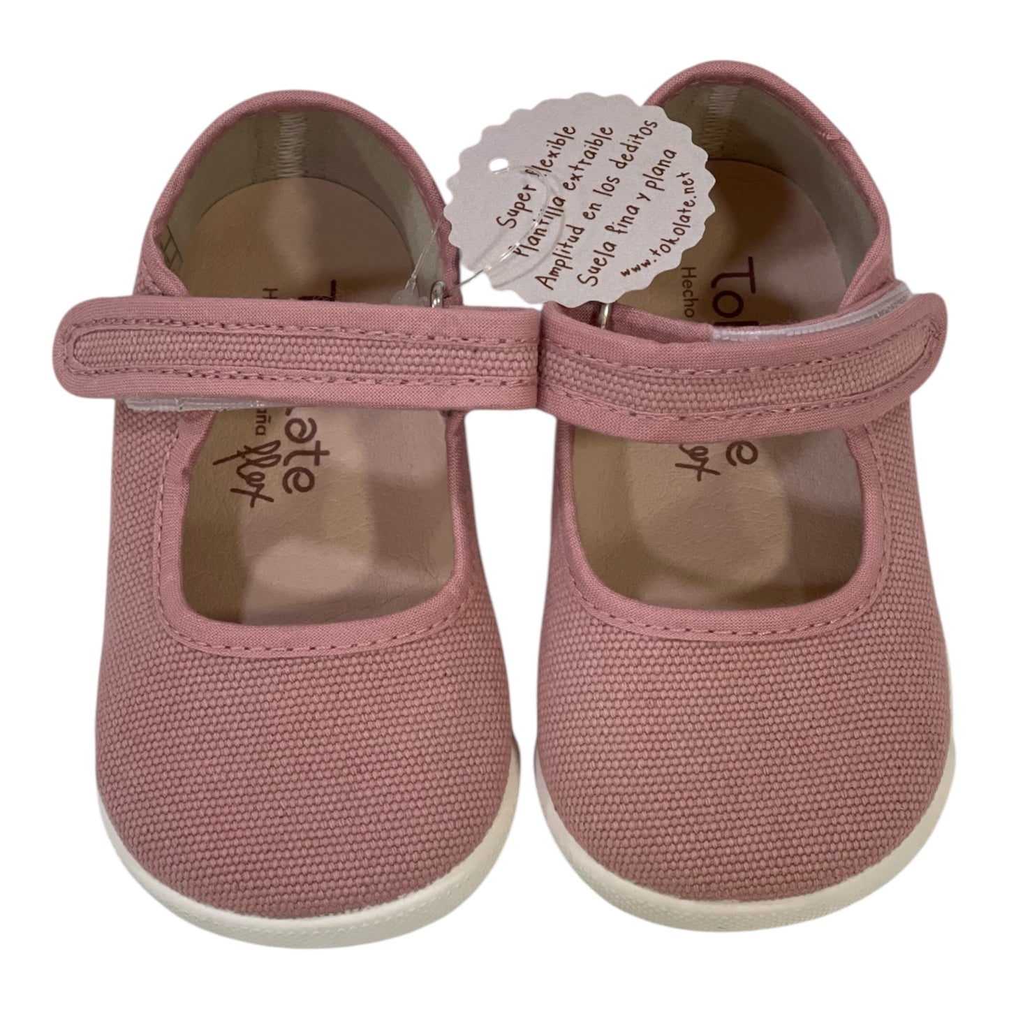 Merceditas respetuosas de lona de niña en rosa palo - Tokolate