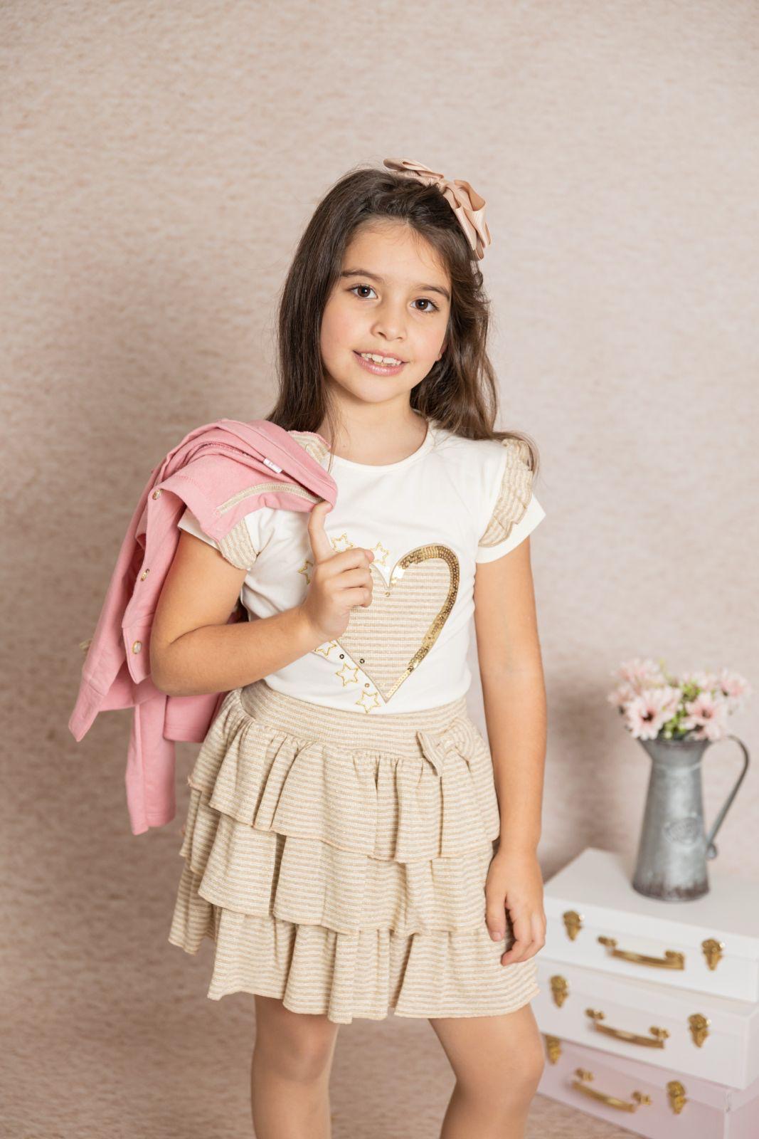 Conjunto de niña de 3 piezas, con chaqueta en rosa