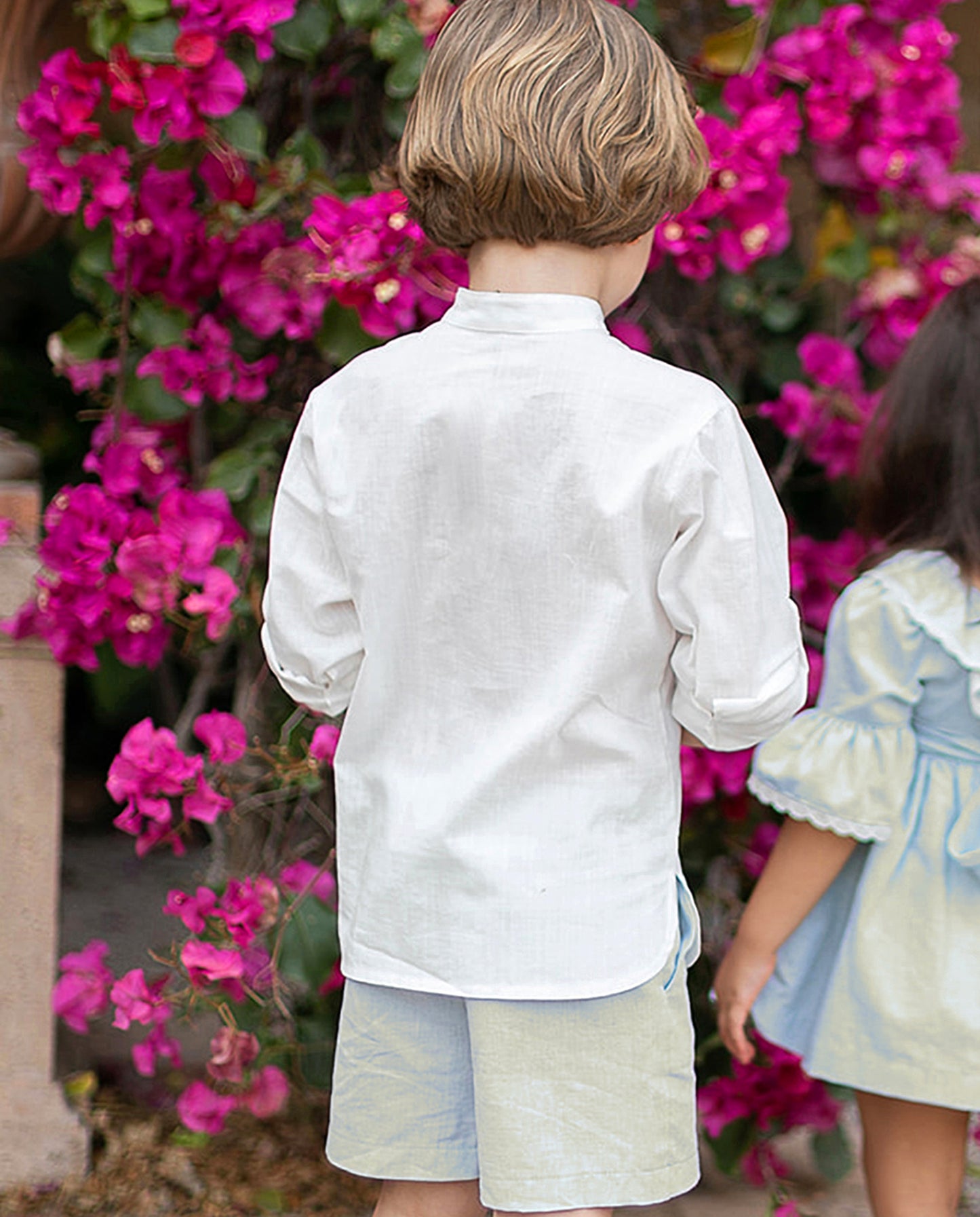 Conjunto niño, camisa y bermuda en verde suave - Coco Acqua colección 2025