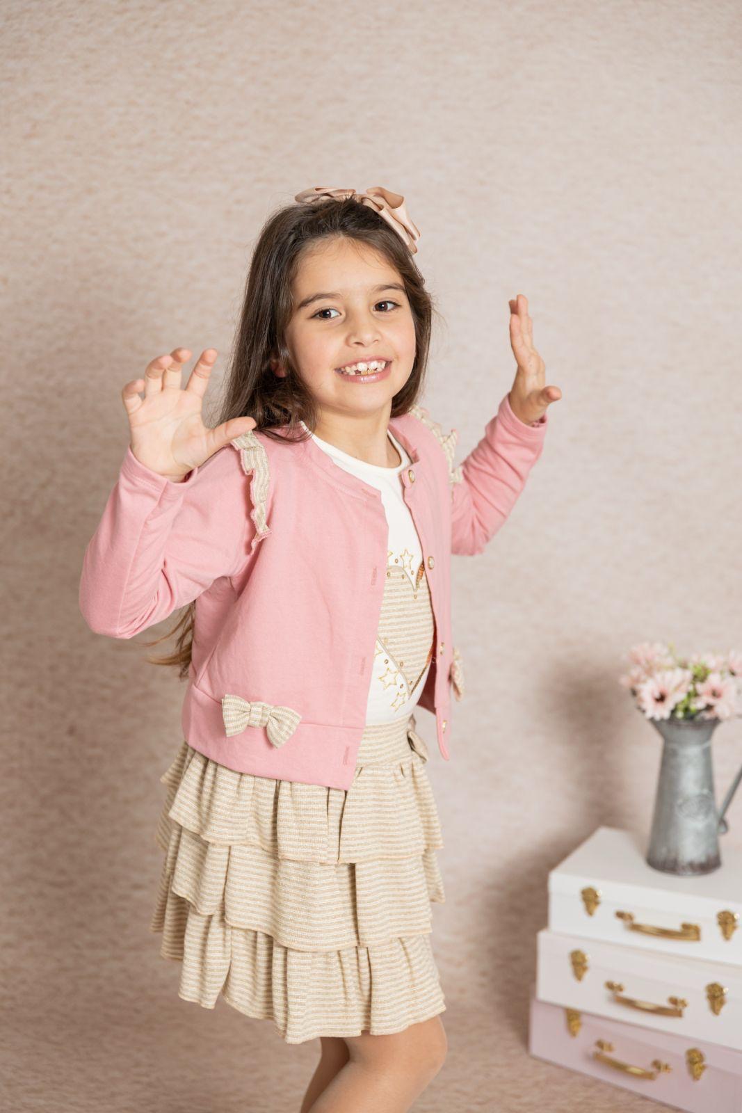 Conjunto de niña de 3 piezas, con chaqueta en rosa