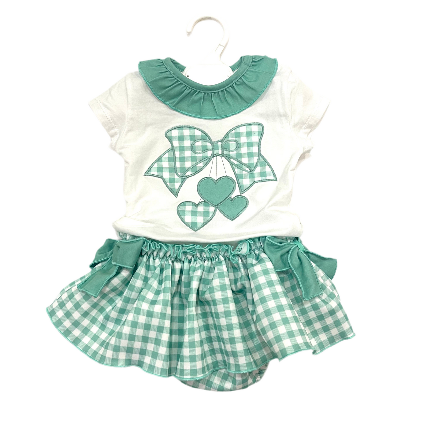 Conjunto bebé niña lazo en verde