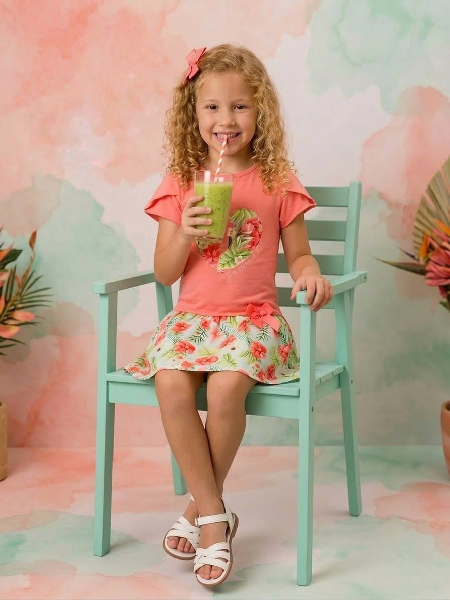 Vestido estampado coral - Patitaa