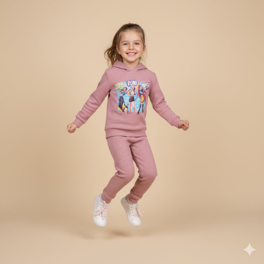Chandal de niña con leggins K- Pop rosa empolvado  - Pronta Moda