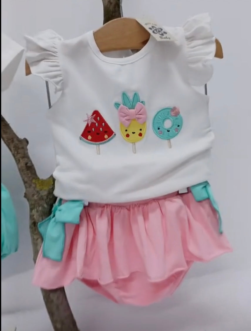 Conjunto sandía y piña de Bebé Niña