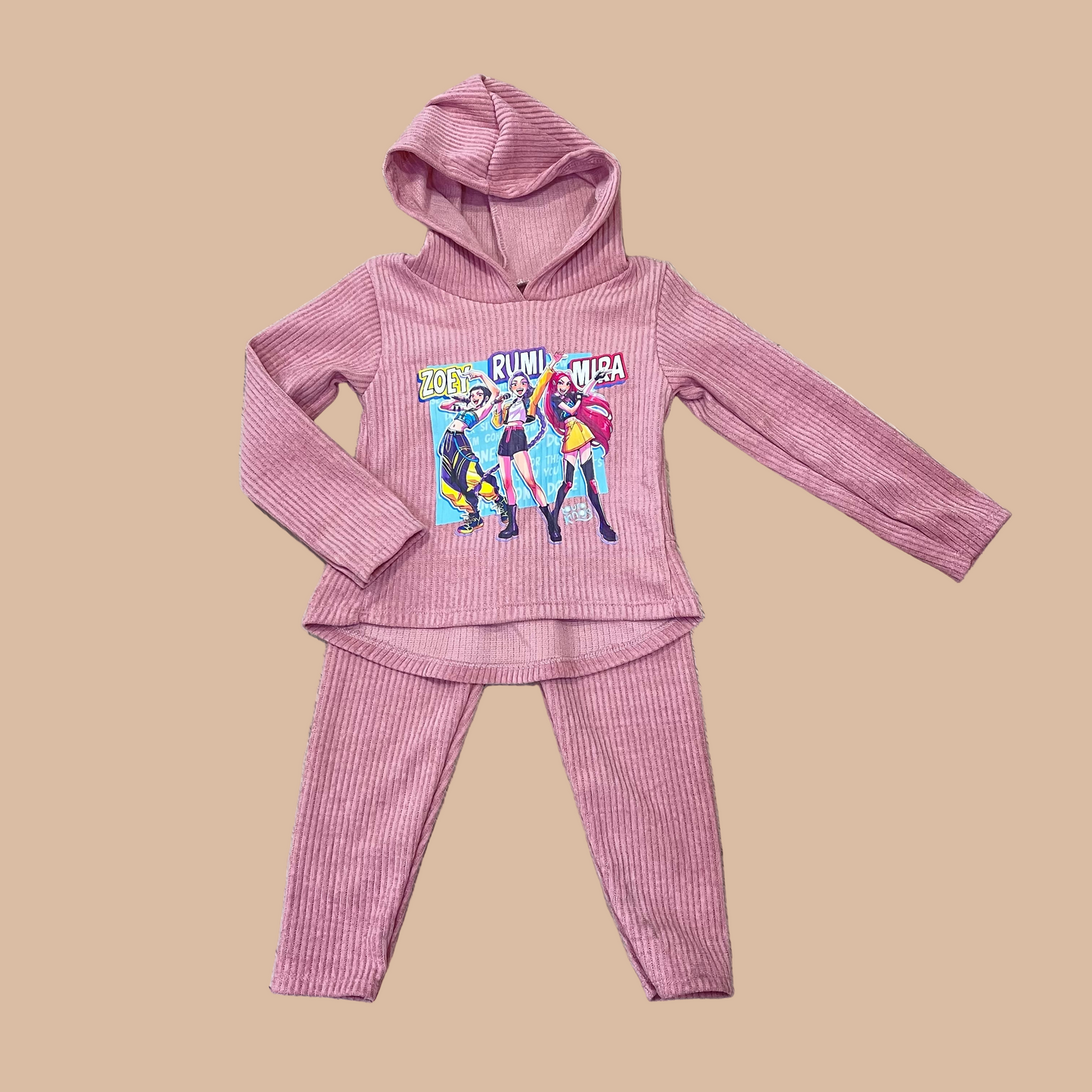 Chandal de niña con leggins K- Pop rosa empolvado  - Pronta Moda