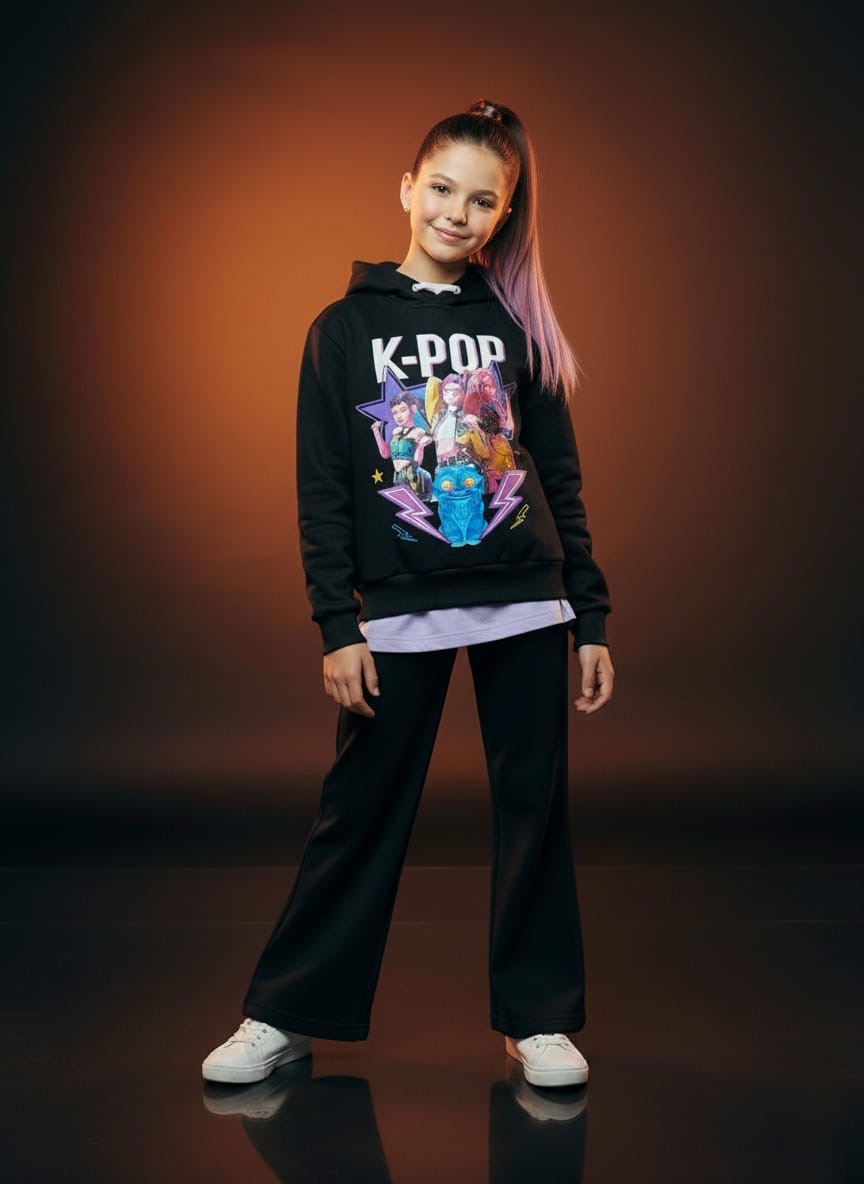 Chandal 3pz de niña negro K- Pop - Pronta Moda