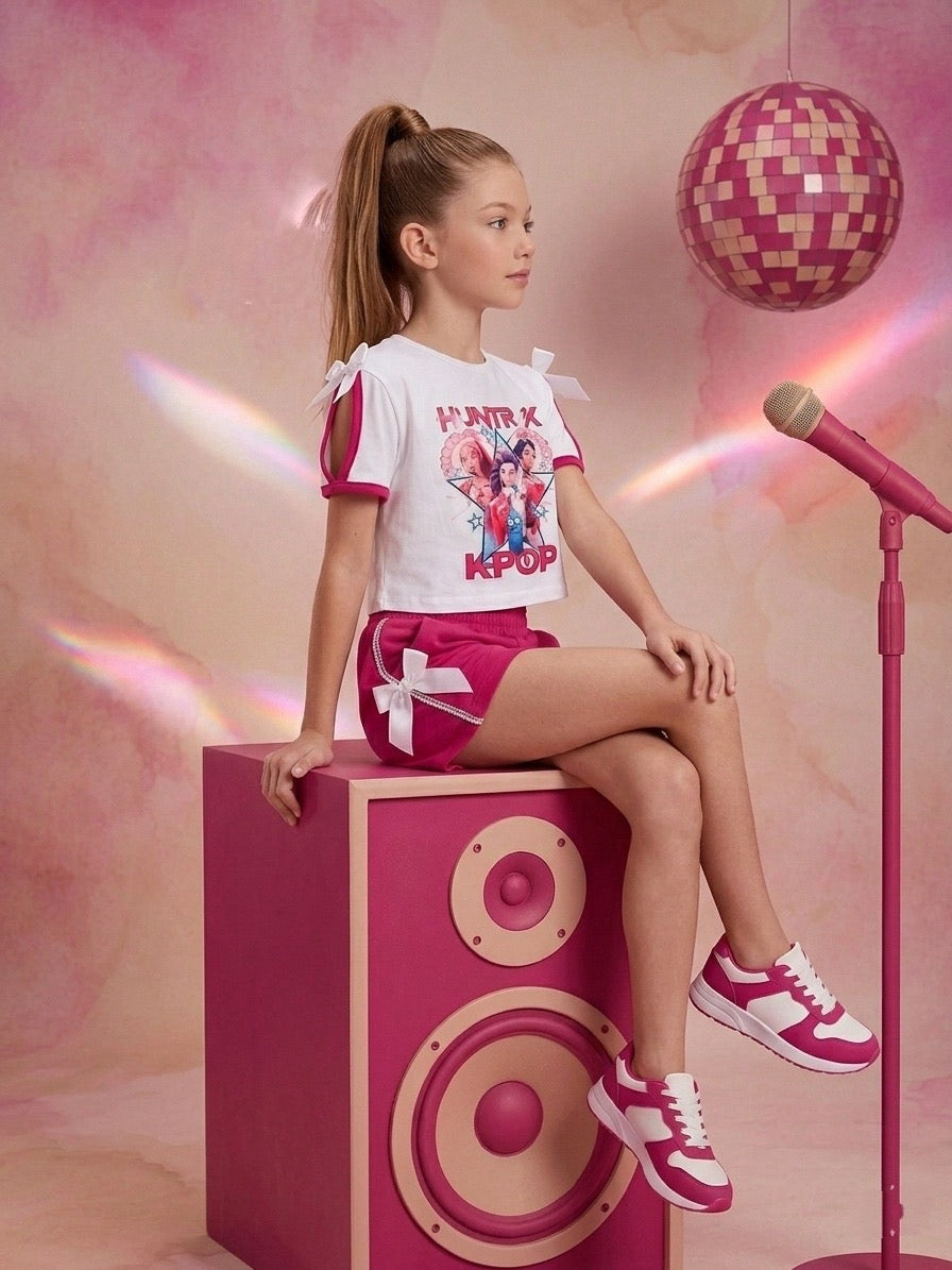 Conjunto fucsia Sporty Chic con lazos - K- Pop