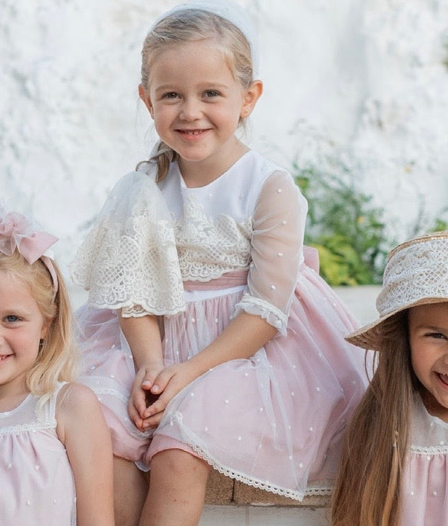 Vestido niña de ceremonia con manga francesa - Basmarti primavera 2024