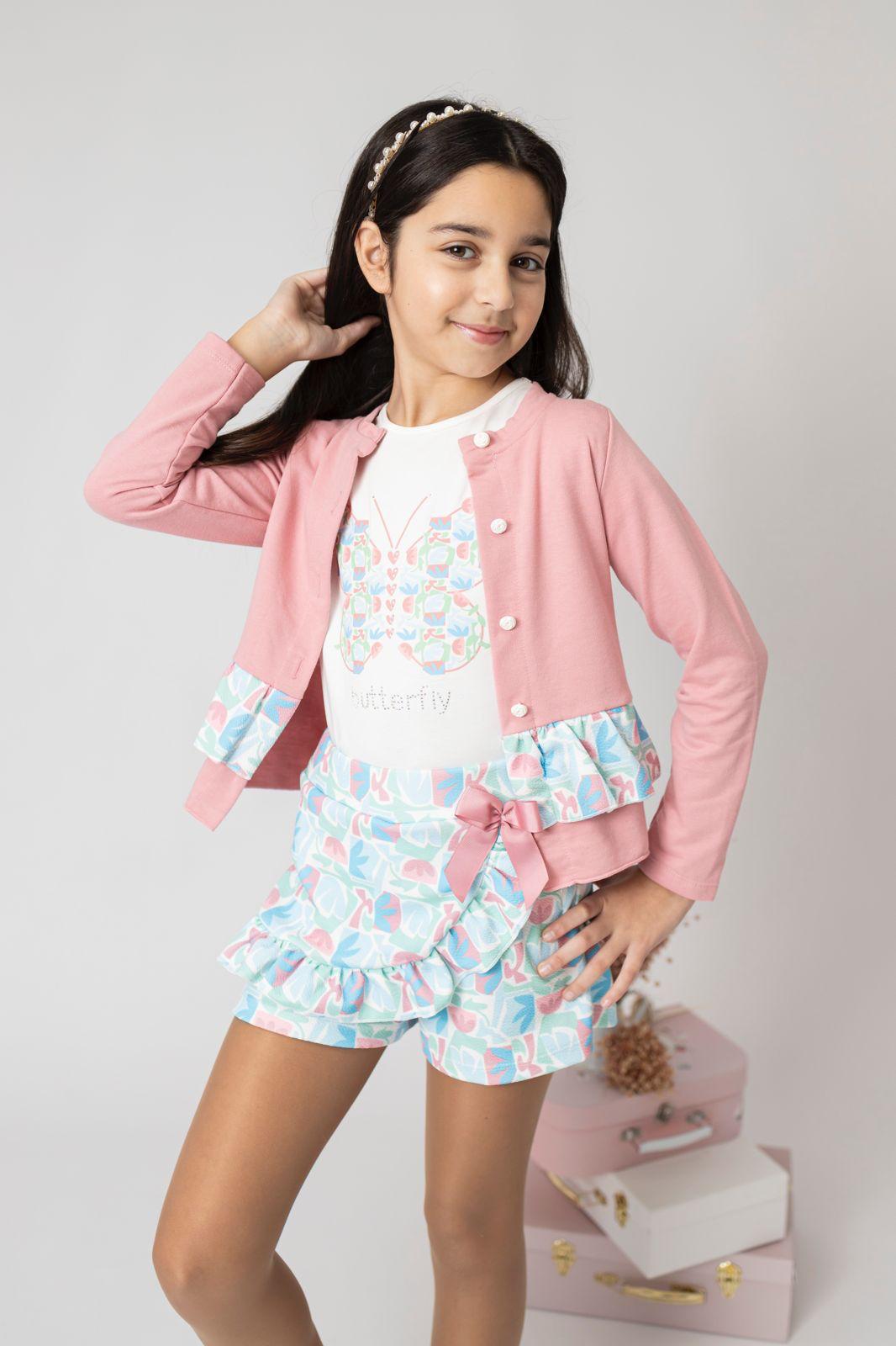 Conjunto de niña de 3 piezas, con chaqueta en rosa