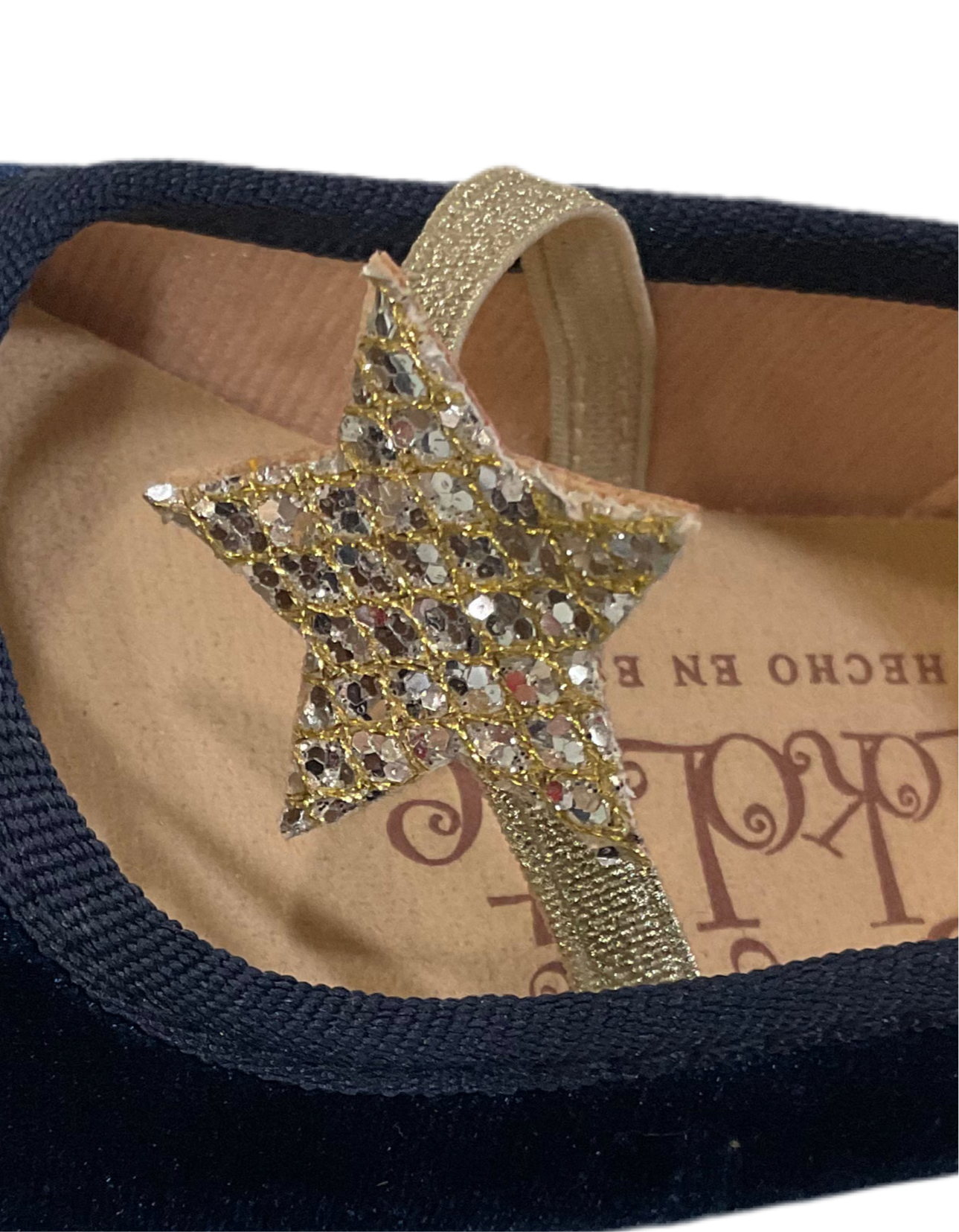 Merceditas terciopelo azul marino con estrella - Tokolate