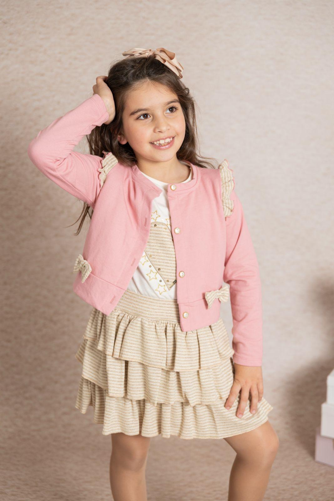 Conjunto de niña de 3 piezas, con chaqueta en rosa