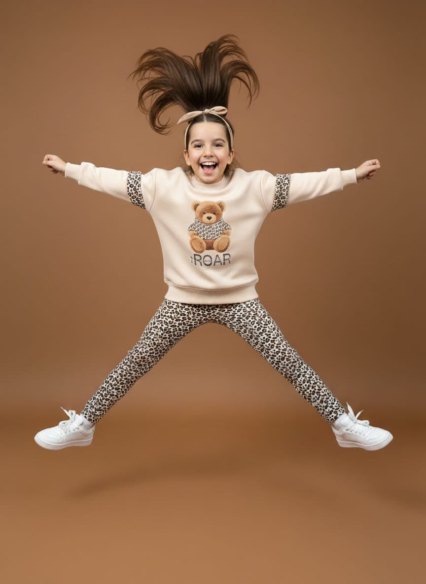 Chándal Niña "Wild Bear" (Leopardo y Beige) - Pronta moda
