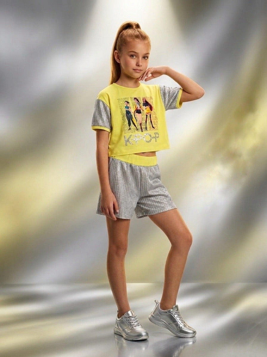 Conjunto amarillo y plata - K- Pop
