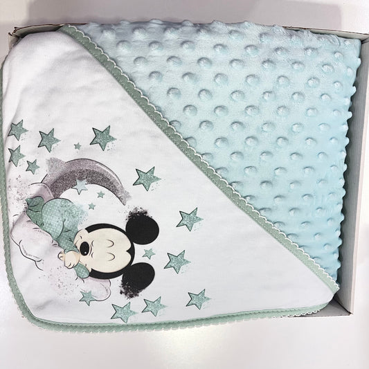 Mantita de Mickey  de topitos en verde