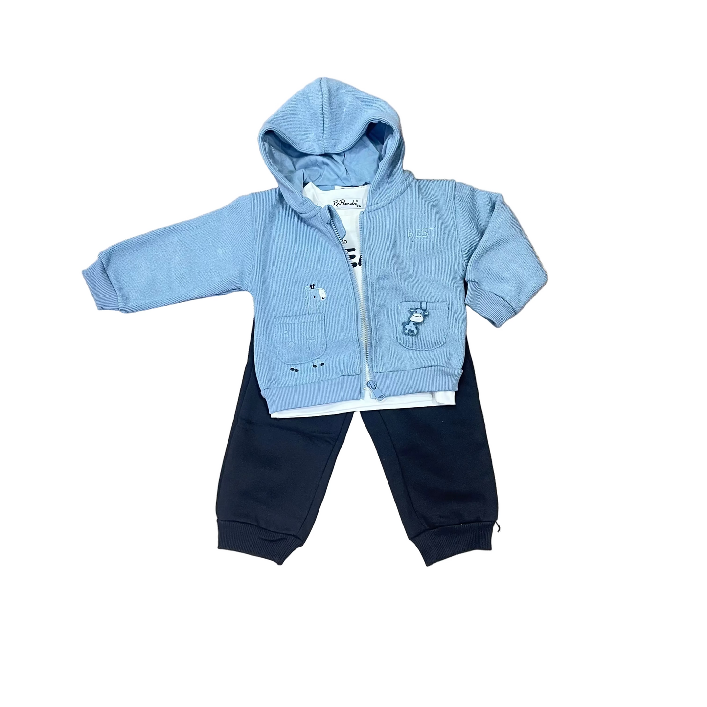 Conjunto Bebé Niño azul de 3pz jirafa