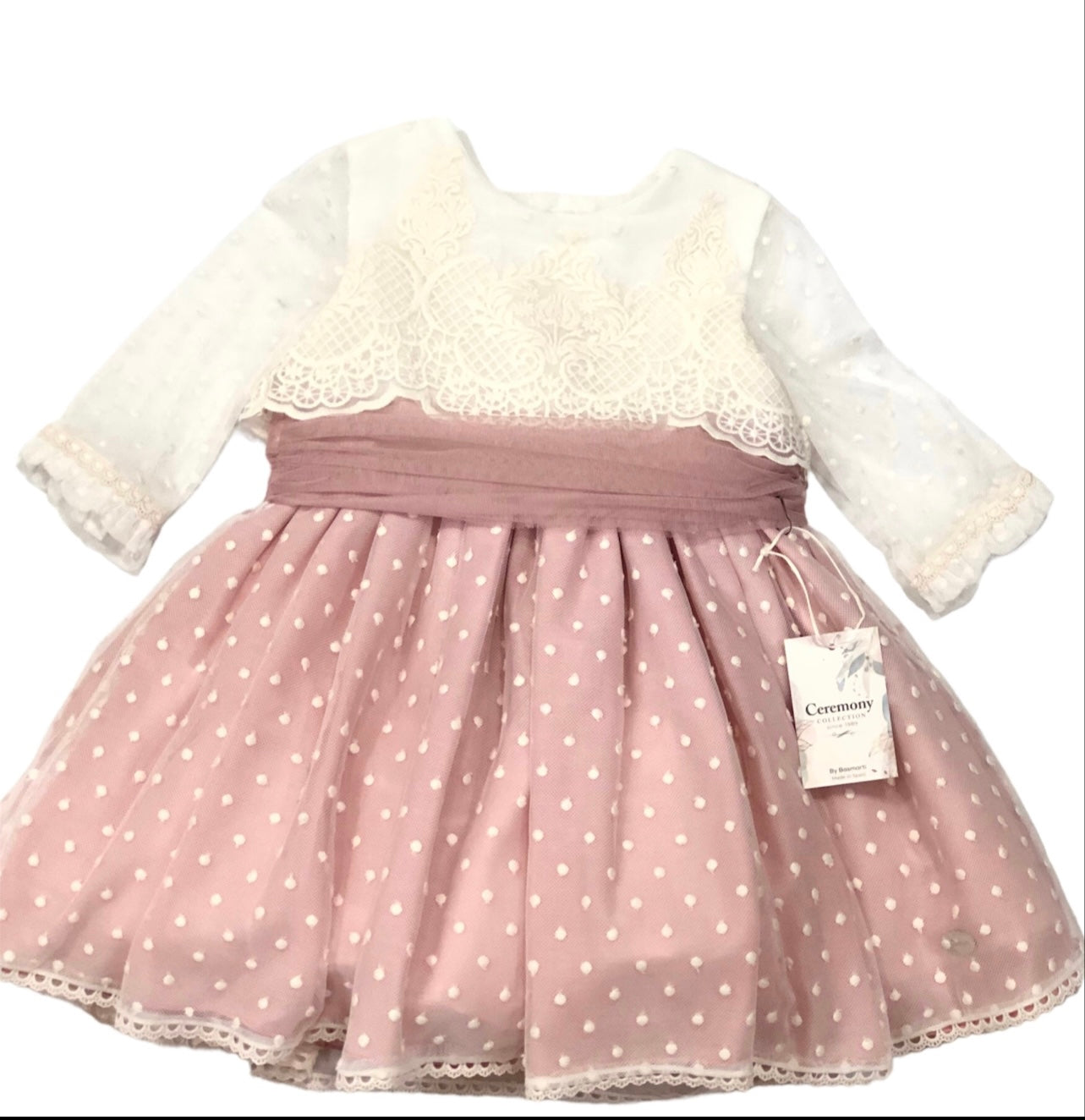 Vestido niña de ceremonia con manga francesa - Basmarti primavera 2024