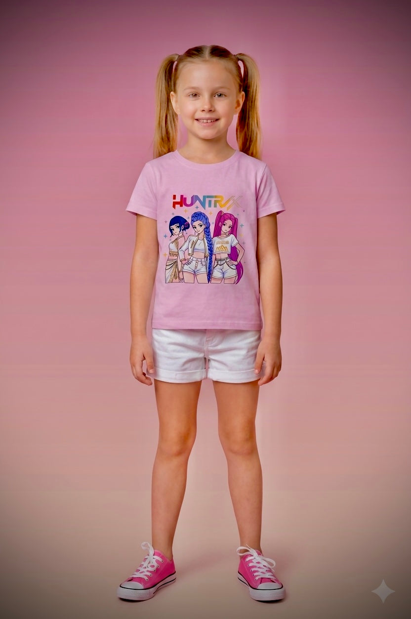 Camiseta de manga corta en rosa k-Pop - Pronta moda