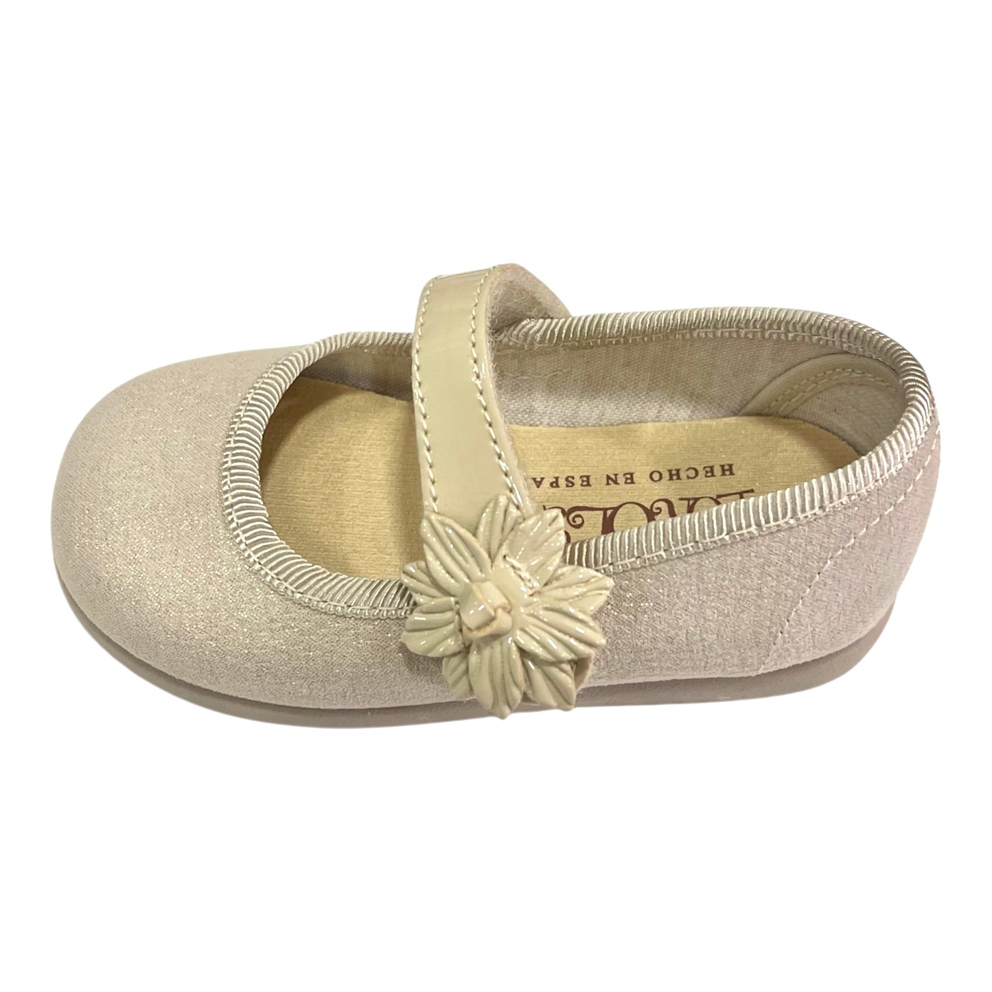 Merceditas turia correa de niña, flor oro - Tokolate