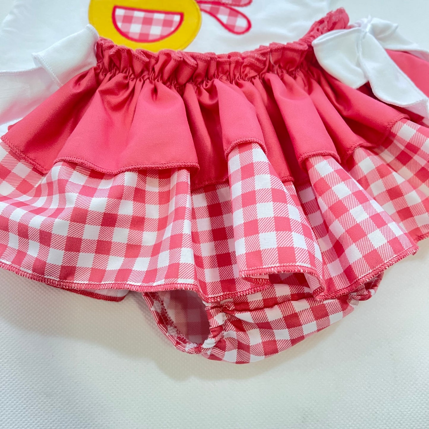 Conjunto bebé niña gallina en coral