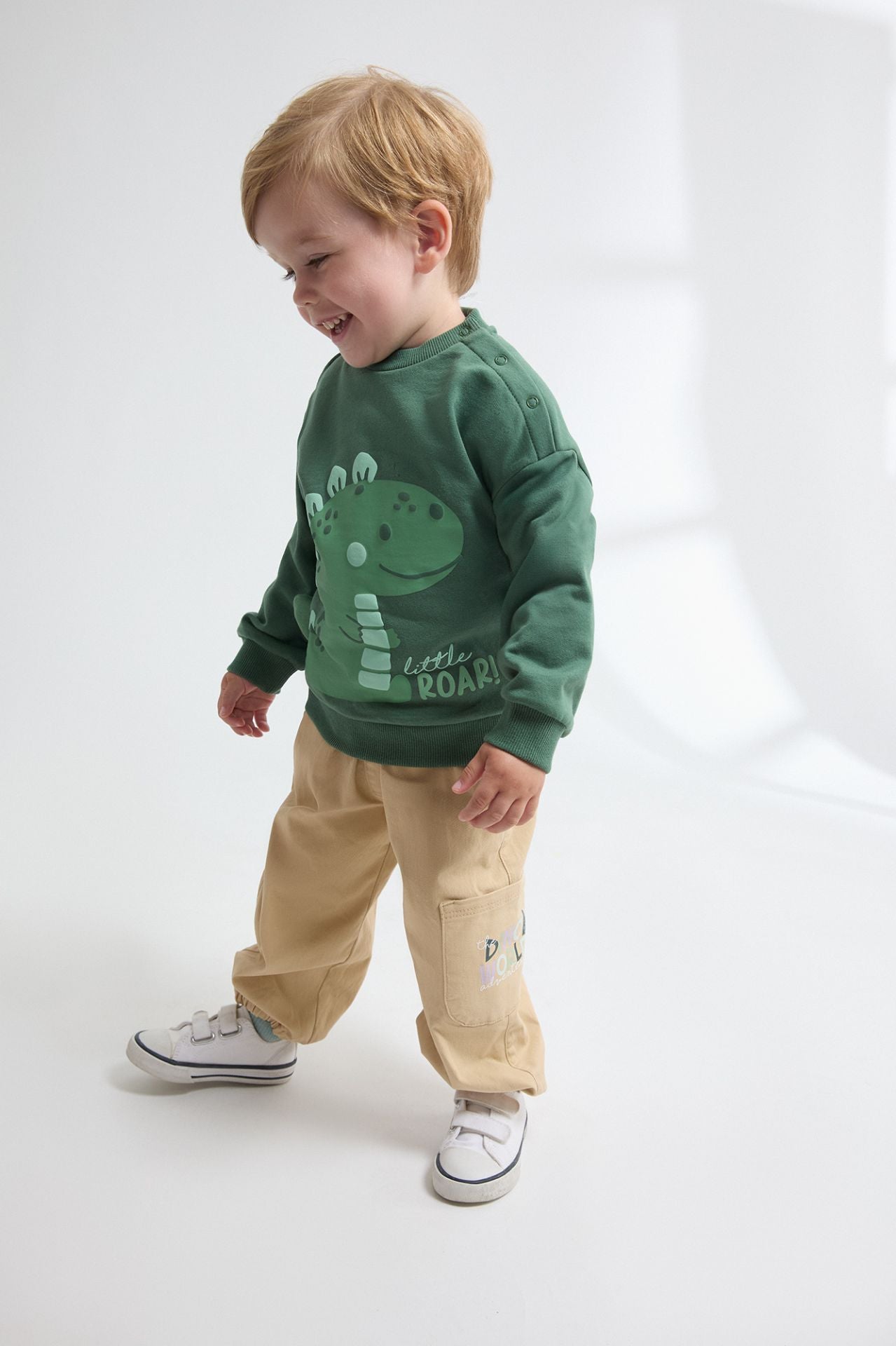 Sudadera bebé dinosaurio en verde - Newness invierno