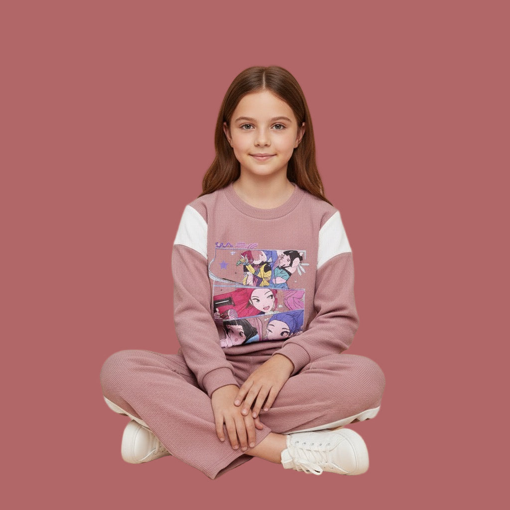 Chandal de niña K- Pop rosa palo - Pronta Moda