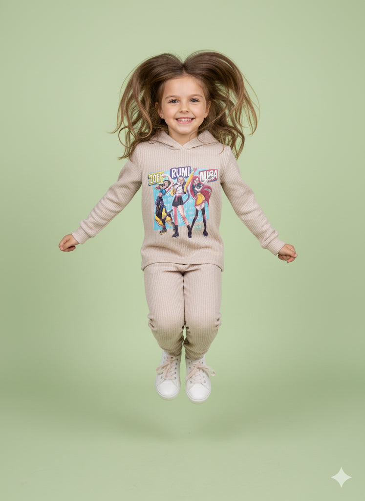 Chandal de niña con leggins K- Pop en beige - Pronta Moda