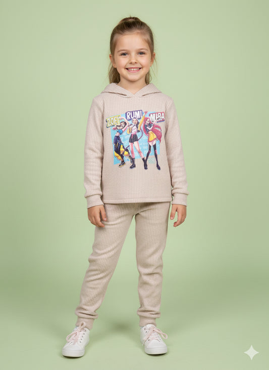 Chandal de niña con leggins K- Pop en beige - Pronta Moda