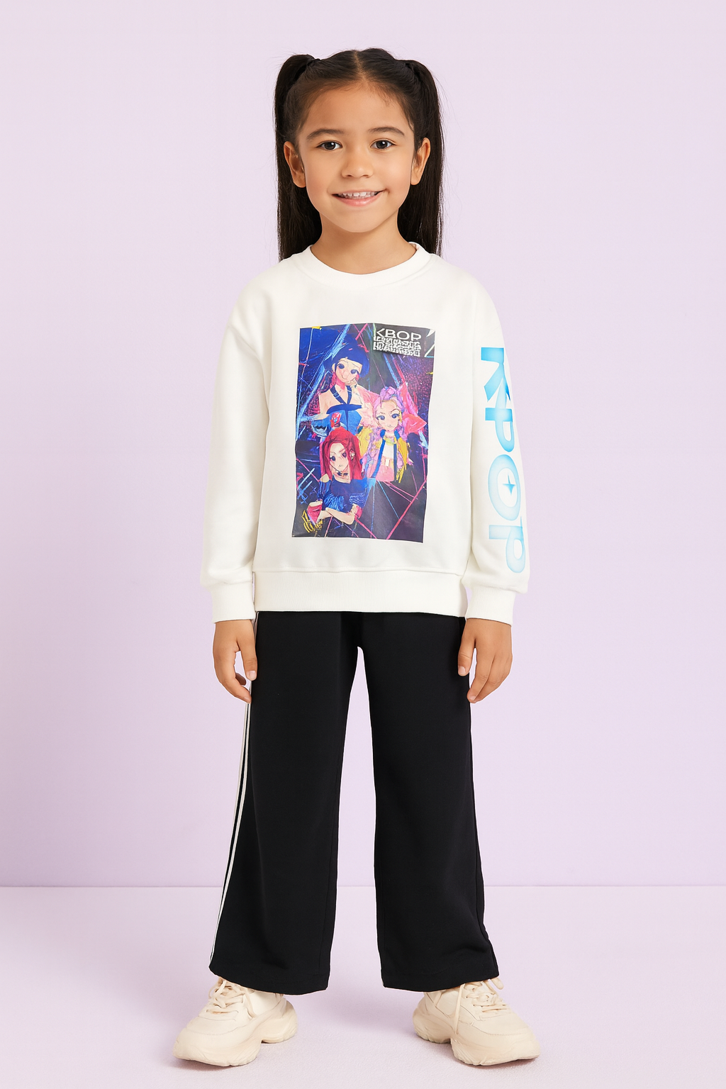 Chandal niña con sudadera beige K- Pop - Pronta Moda