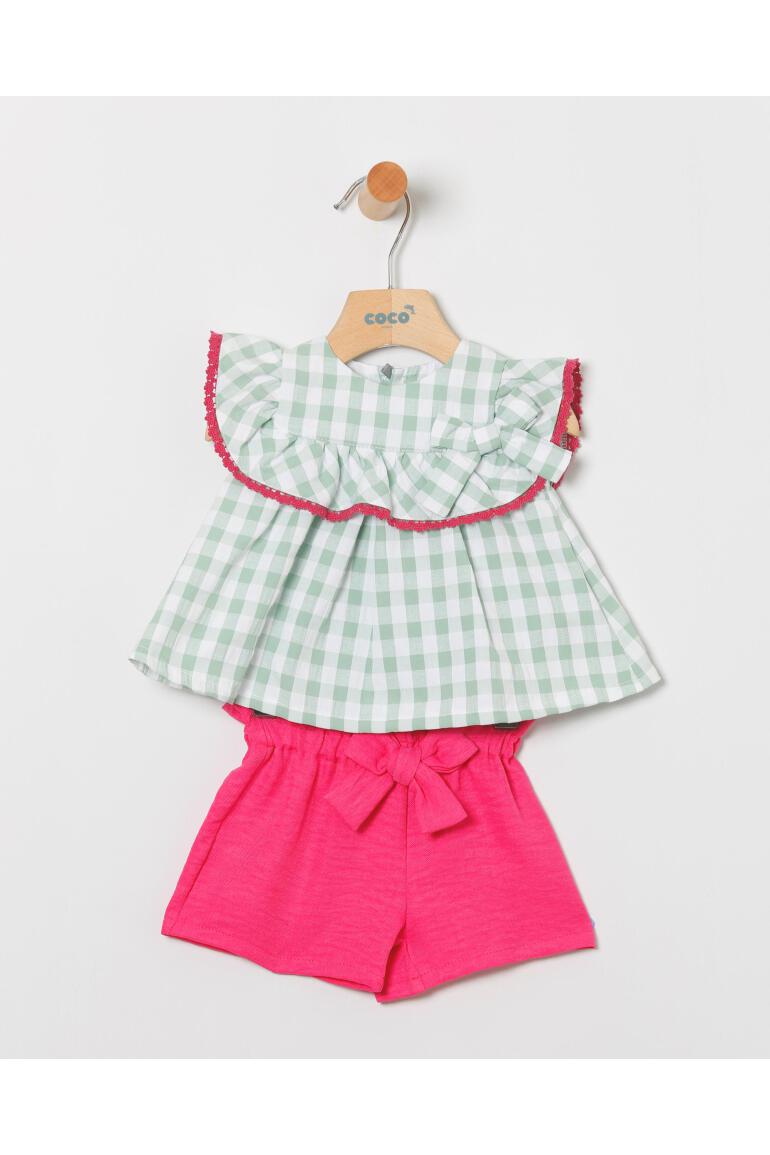Conjunto niña con blusa cuadros vichy - Coco Acqua 2025