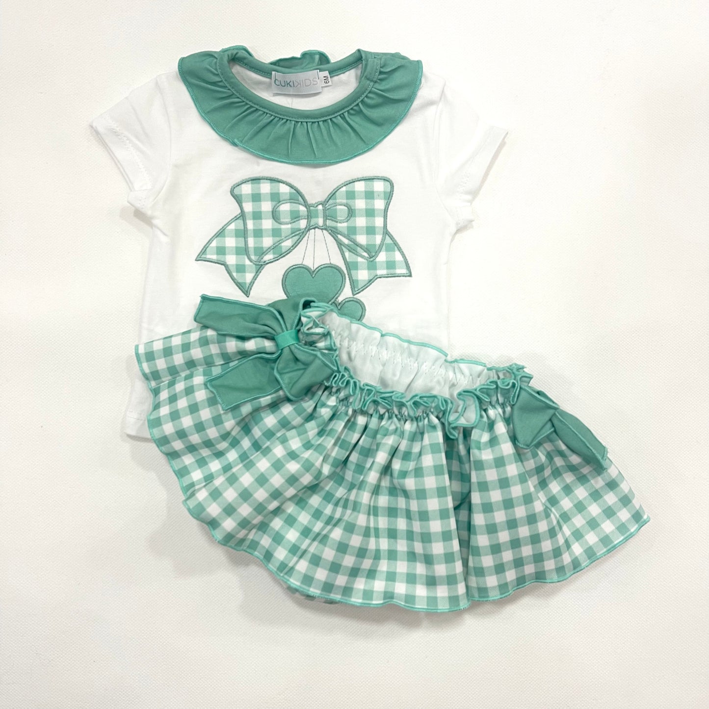 Conjunto bebé niña lazo en verde