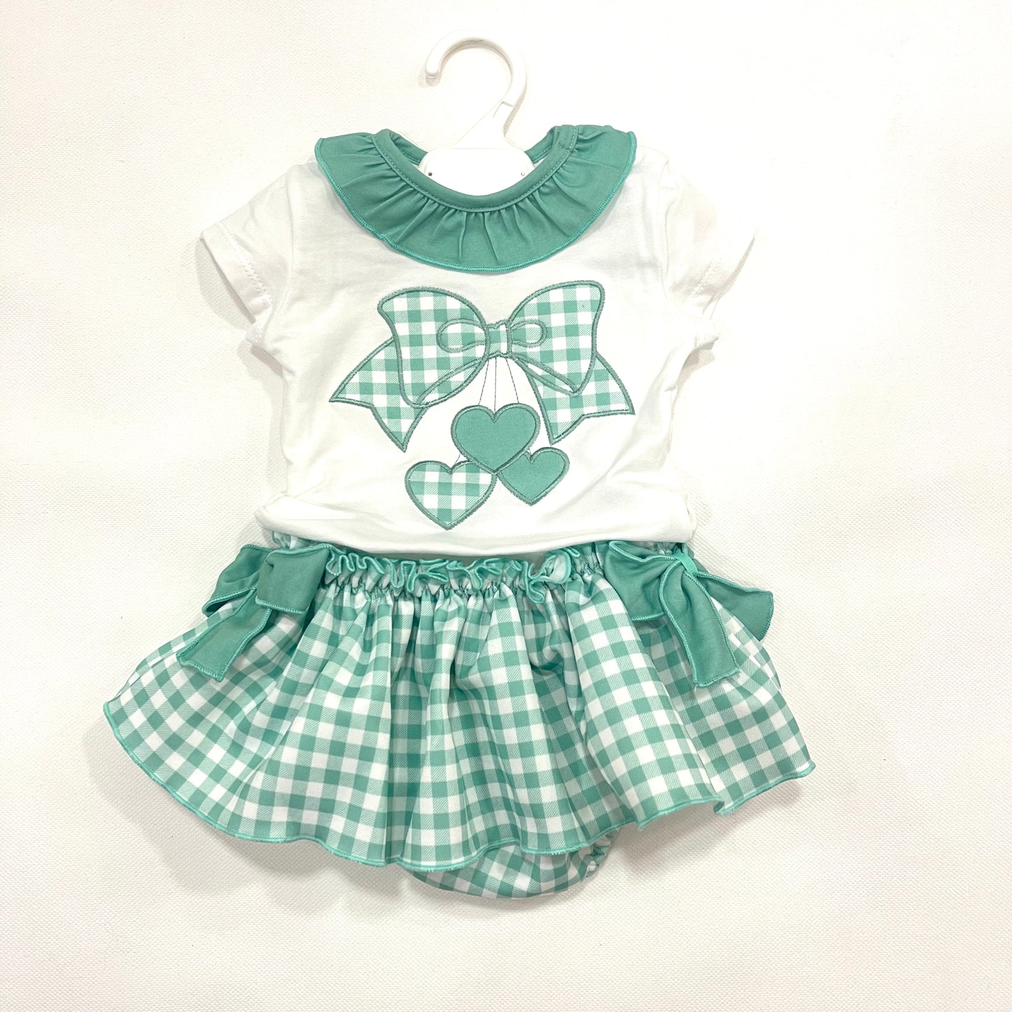 Conjunto bebé niña lazo en verde
