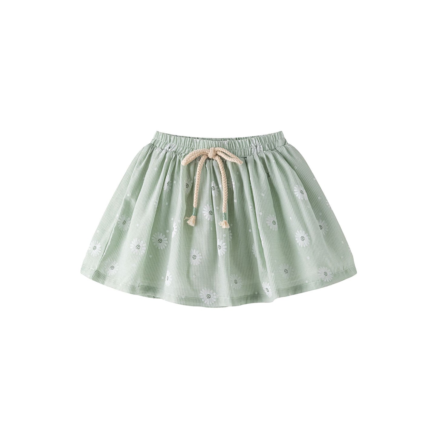 Conjunto de falda con flores verdes, con vuelo y camiseta - Newness