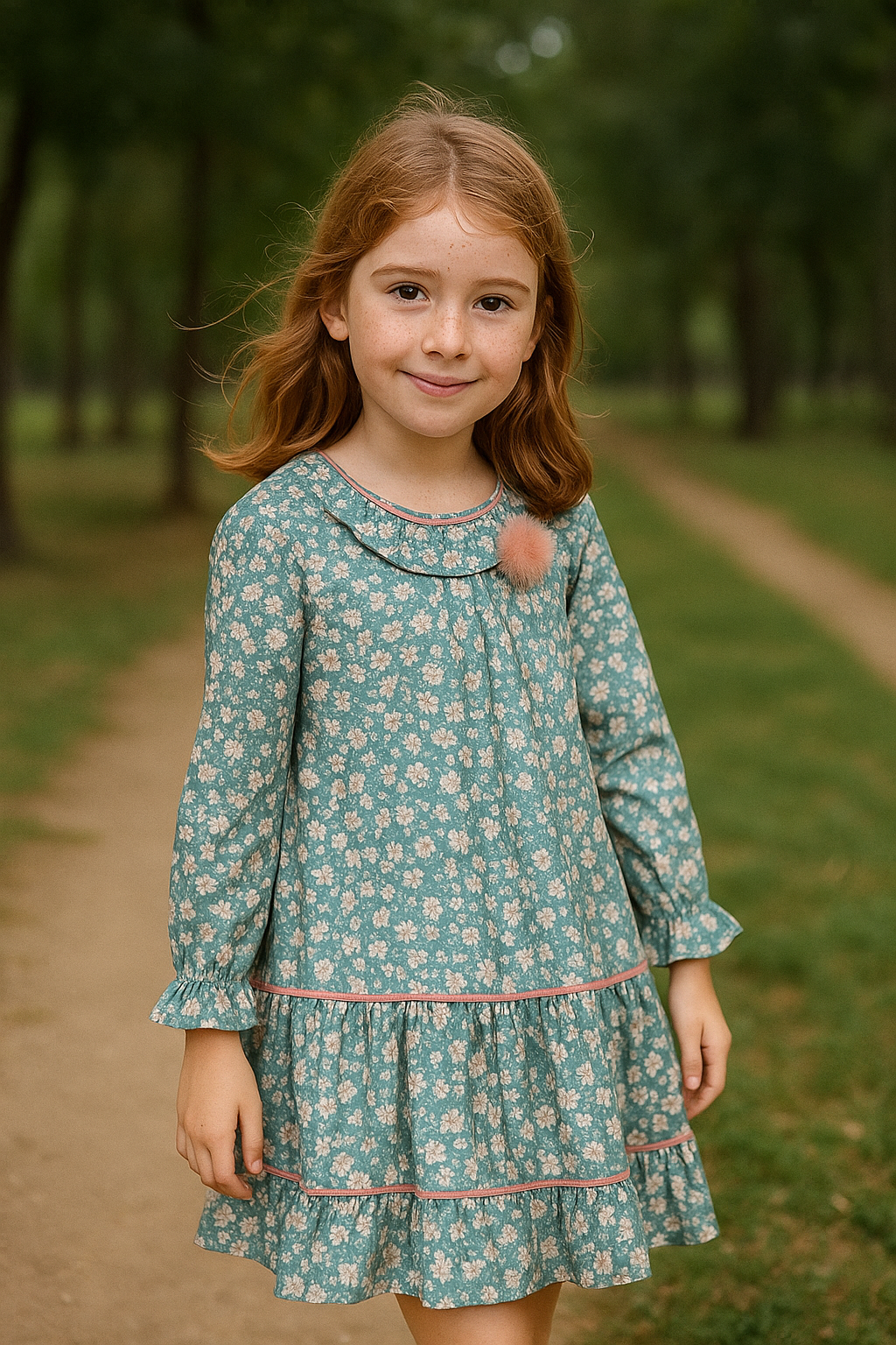 Vestido floral de niña - Basmarti invierno 2024