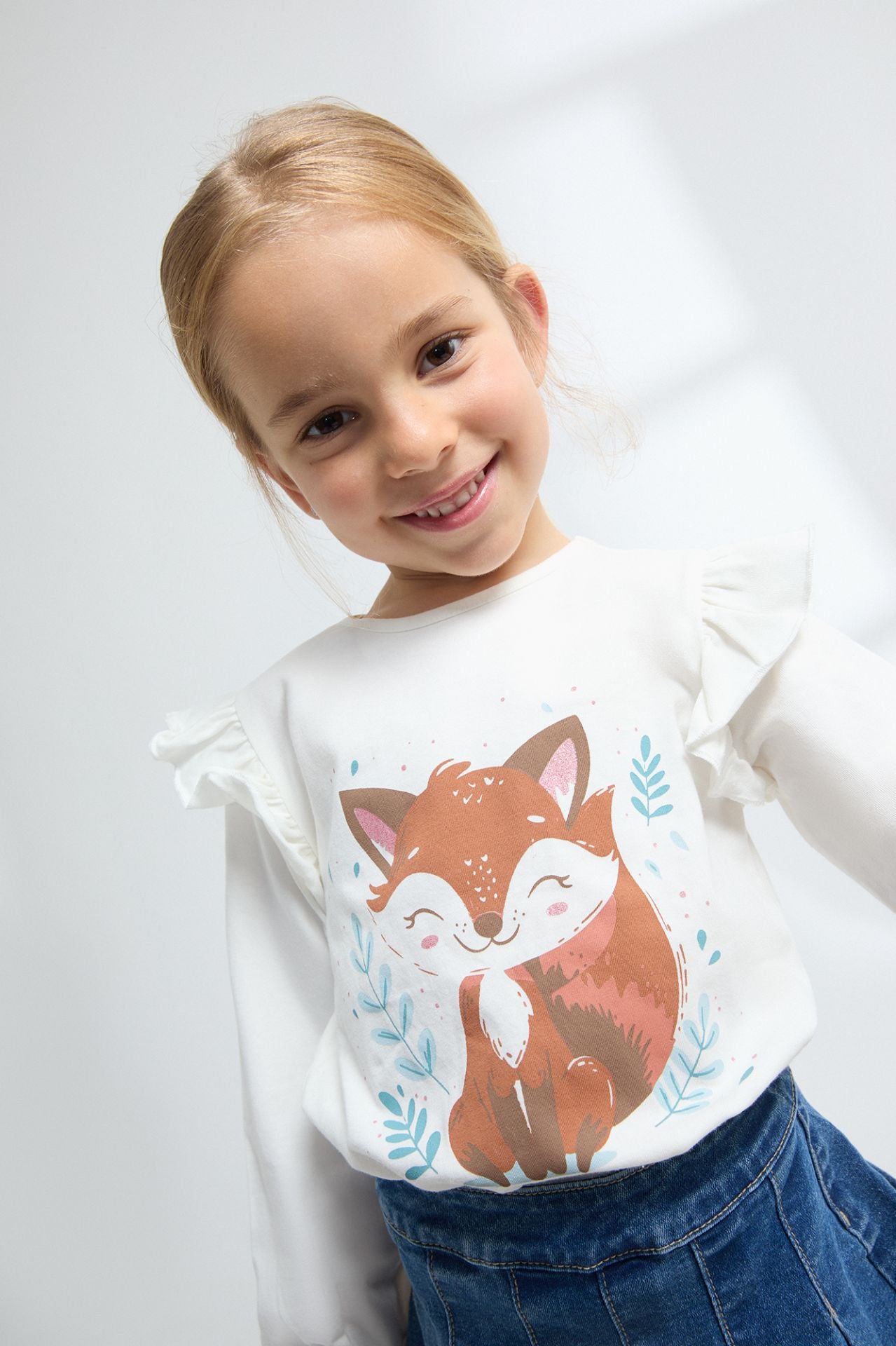 Camiseta niña blanca con zorrito - Newness