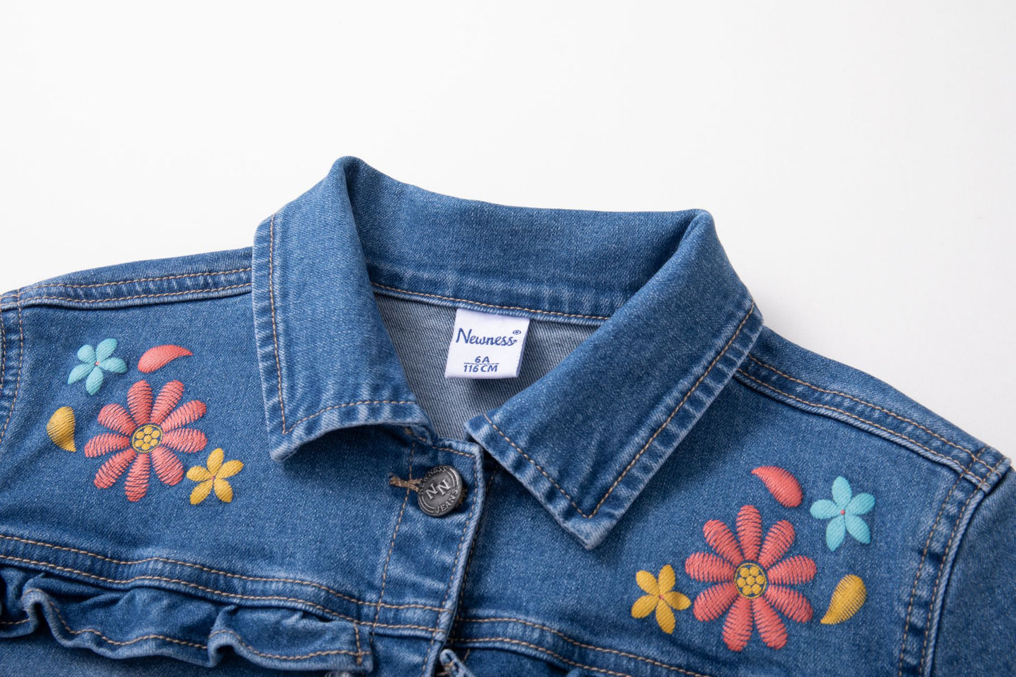 Cazadora vaquera de niñas con flores - Newness