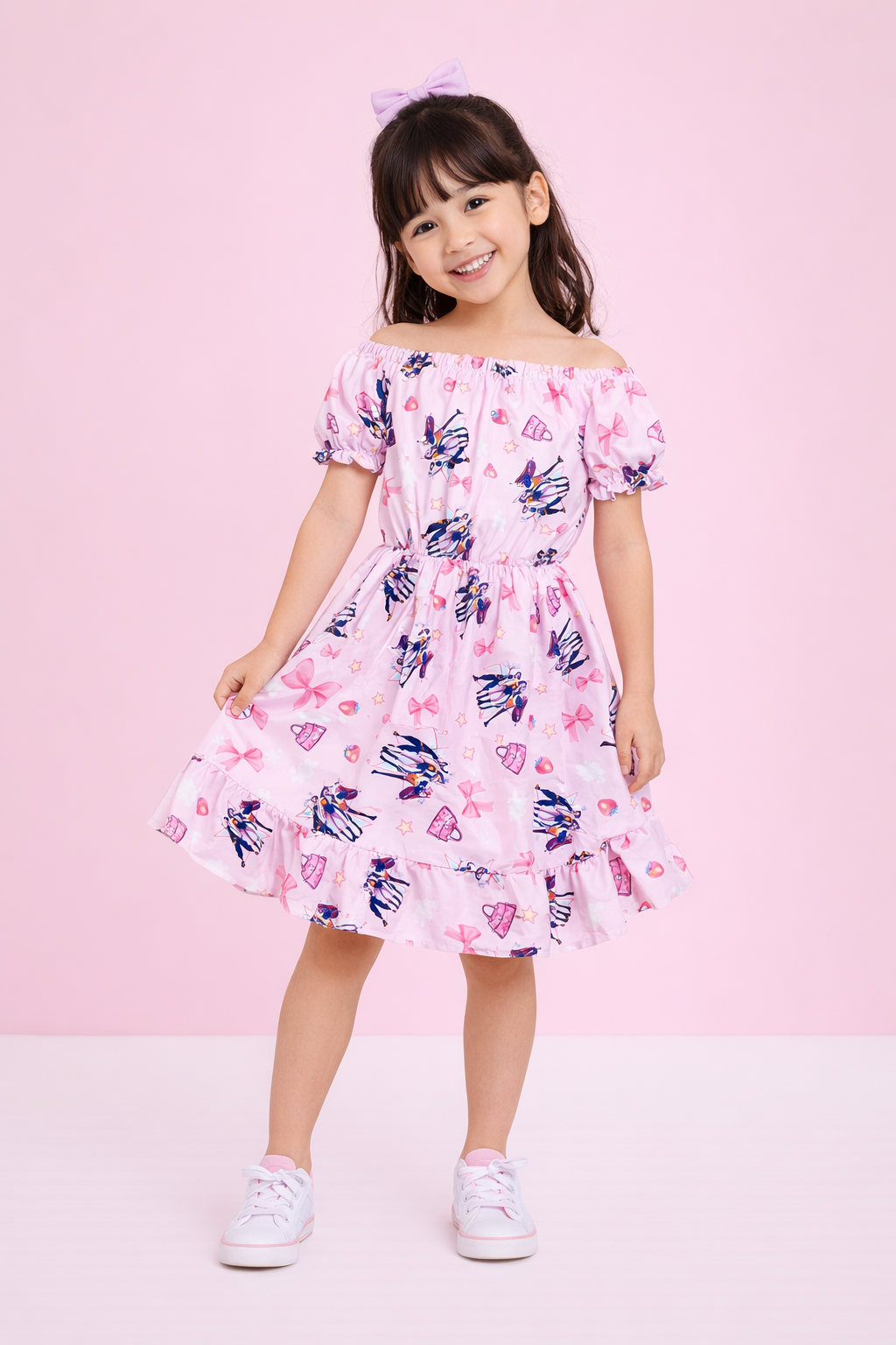 Vestido rosa guerreras K-pop con bolso - Pronta Moda