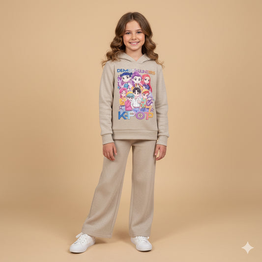 Chandal de niña micropana K- Pop beige - Pronta Moda
