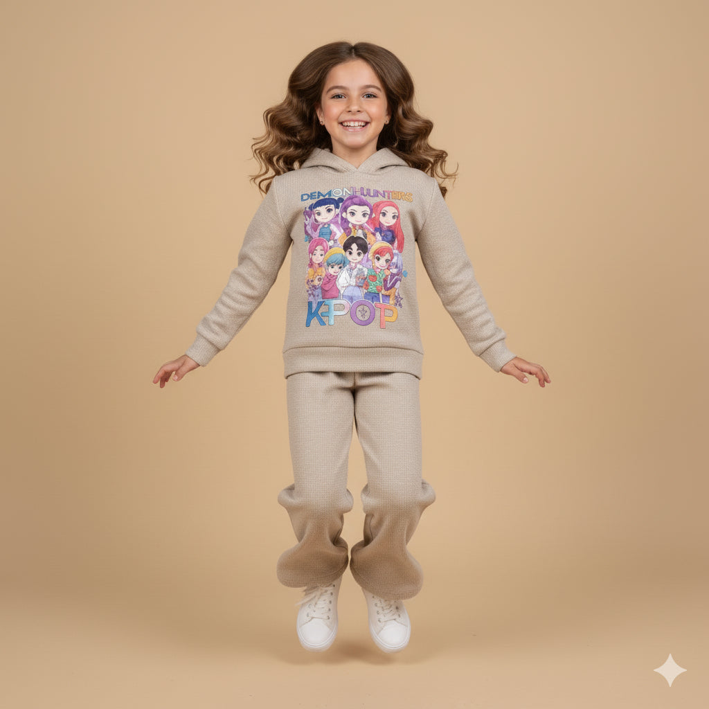 Chandal de niña micropana K- Pop beige - Pronta Moda
