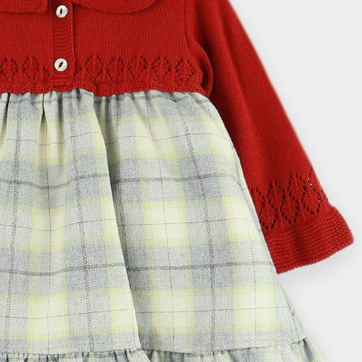 Vestido Niña Cuerpo Granate Punto - Dulce de Fresa