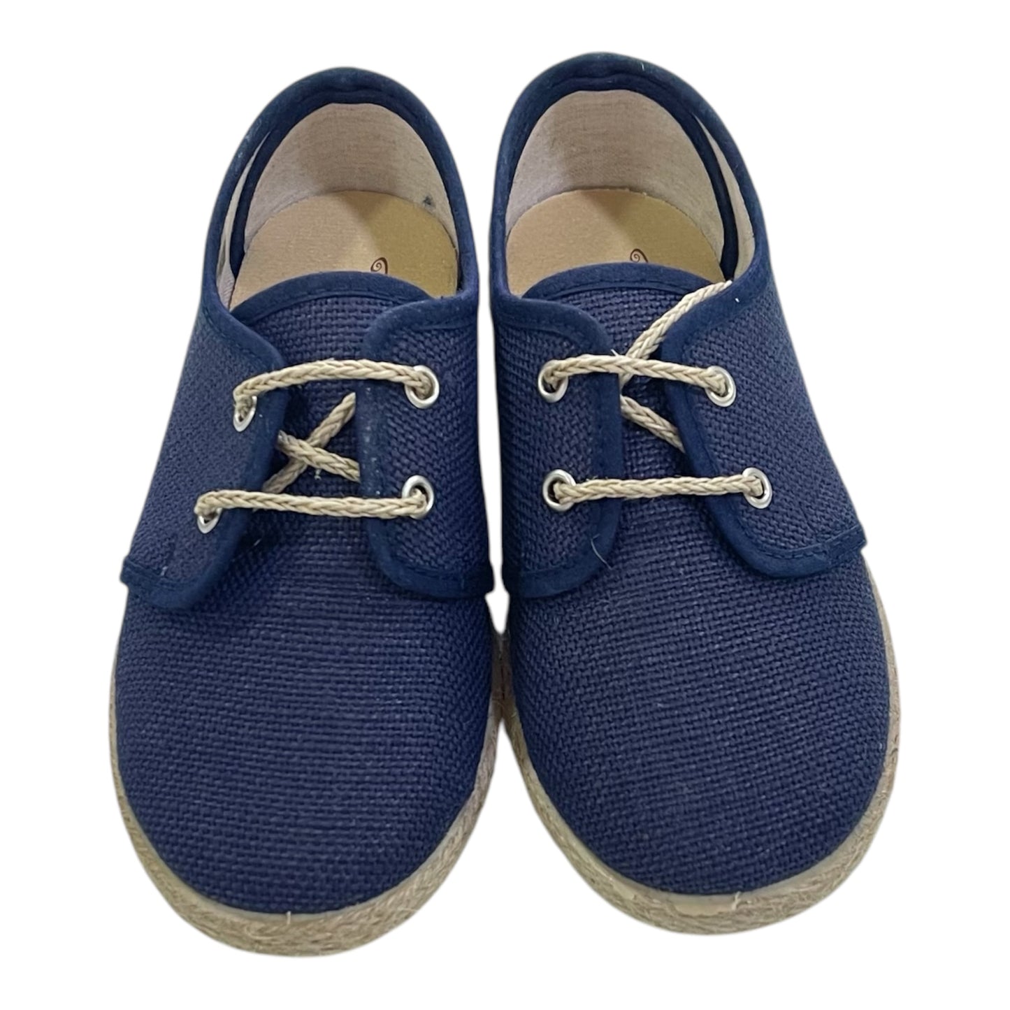 Zapatos niños Bluche cordones lino marino - Tokolate