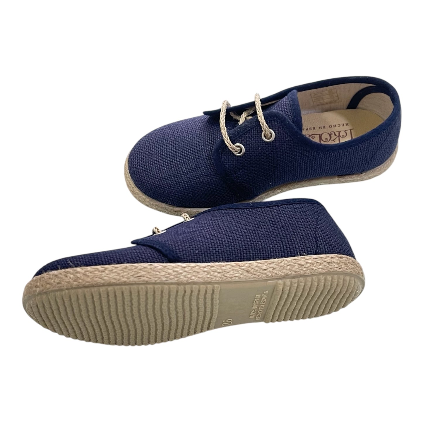 Zapatos niños Bluche cordones lino marino - Tokolate