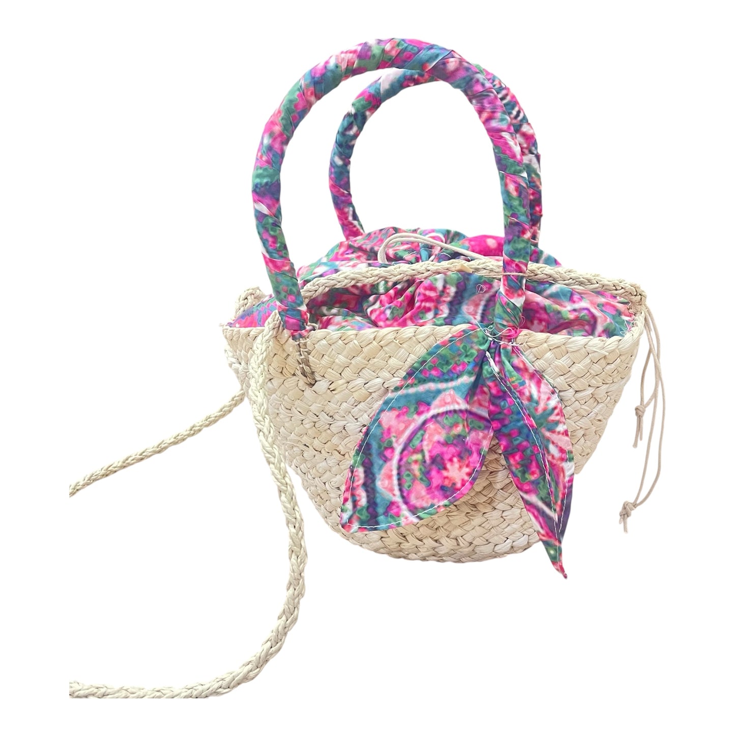 Cesta de mimbre de playa para niñas