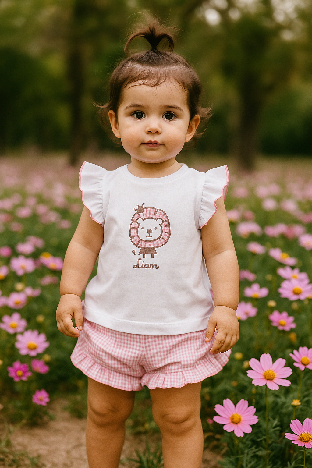 Conjunto niña camiseta León rosa - Coco Acqua 2025